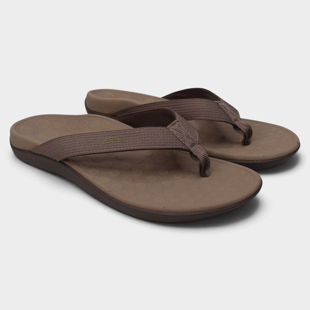 Vionic Wave Men’s 11 Brown Orthotic Arch Support Flip Flops